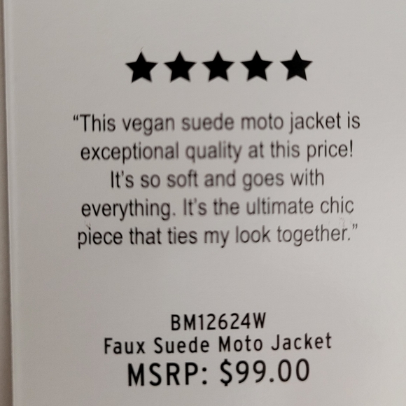 NWT BB Dakota by Steve Madden Ladies Vegan Suede Moto Jacket - Picture 12 of 15